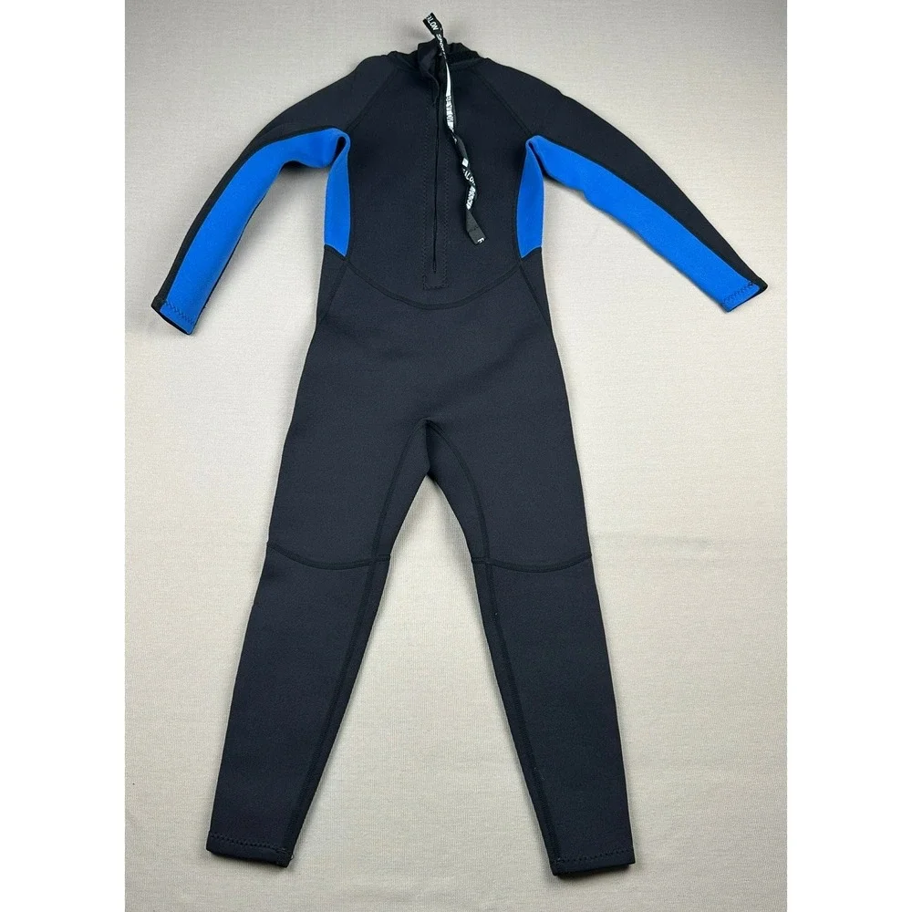 Realon Boys Wetsuit Full Body Neoprene Black Blue Size Medium Swimming Surfing